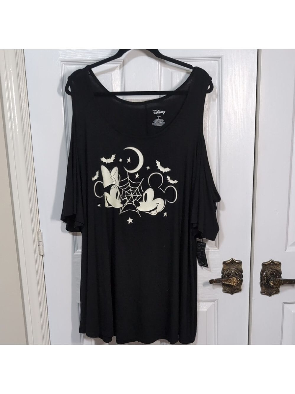 Disney Halloween Glow In The Dark Women's Blouse with Mickey and Minnie  5X New